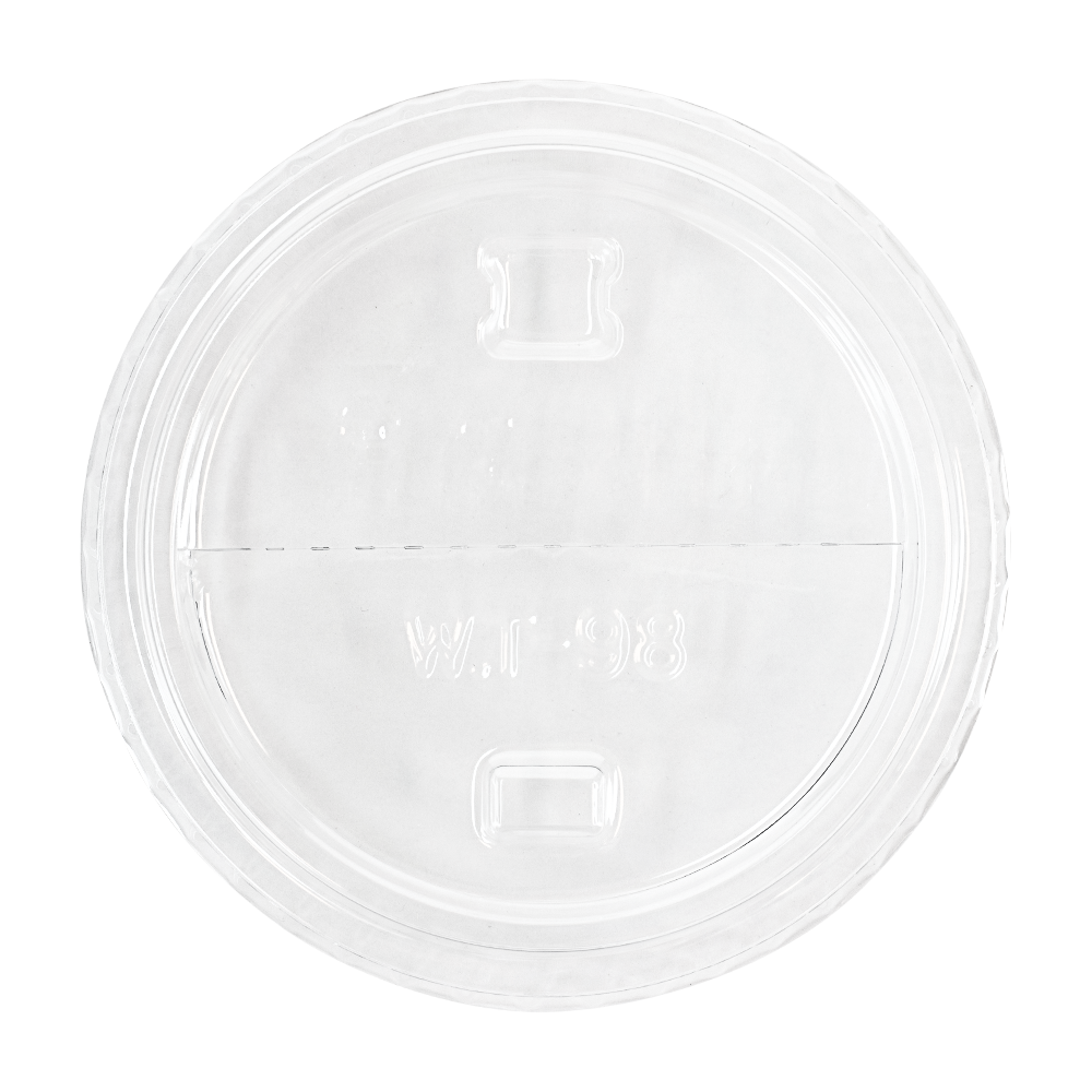 Karat Half Moon Sipper lids for 12-24oz PET Plastic cup - 98mm - Strawless Lids-Cups & Lids-karat-Restaurant Supply Drop