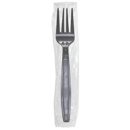 Karat PP Heavy Weight Forks - Black - Wrapped - 1,000 ct-Utensils-Karat-Restaurant Supply Drop