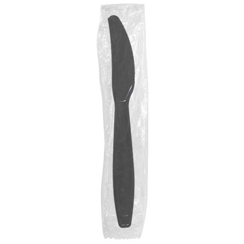 Karat PP Heavy Weight Knives - Black - Wrapped - 1,000 ct-Utensils-Karat-Restaurant Supply Drop