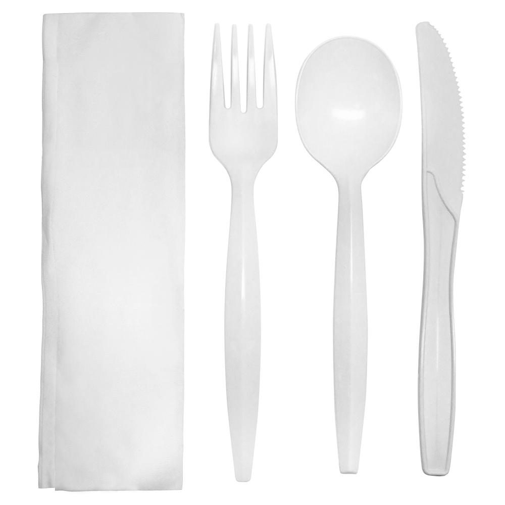 Karat PP Medium-Heavy Weight Cutlery Kits - White - 250 ct-Utensils-Karat-Restaurant Supply Drop