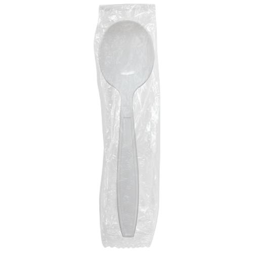Karat PS Heavy Weight Soup Spoons - White - Wrapped - 1,000 ct-Utensils-Karat-Restaurant Supply Drop
