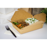 Kraft Microwavable Folded Paper #2 Take-Out Container - Karat Medium Fold-To-Go Box - 54oz - 7.8" X 5.5" X 1.8" - 200 Count-To-Go Packaging-Karat-Restaurant Supply Drop