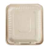 Large Biodegradable 3 Compartment Takeout Boxes - Karat Earth 8''x8'' Bagasse Hinged Containers - 200 ct-To-Go Packaging-Karat-Restaurant Supply Drop