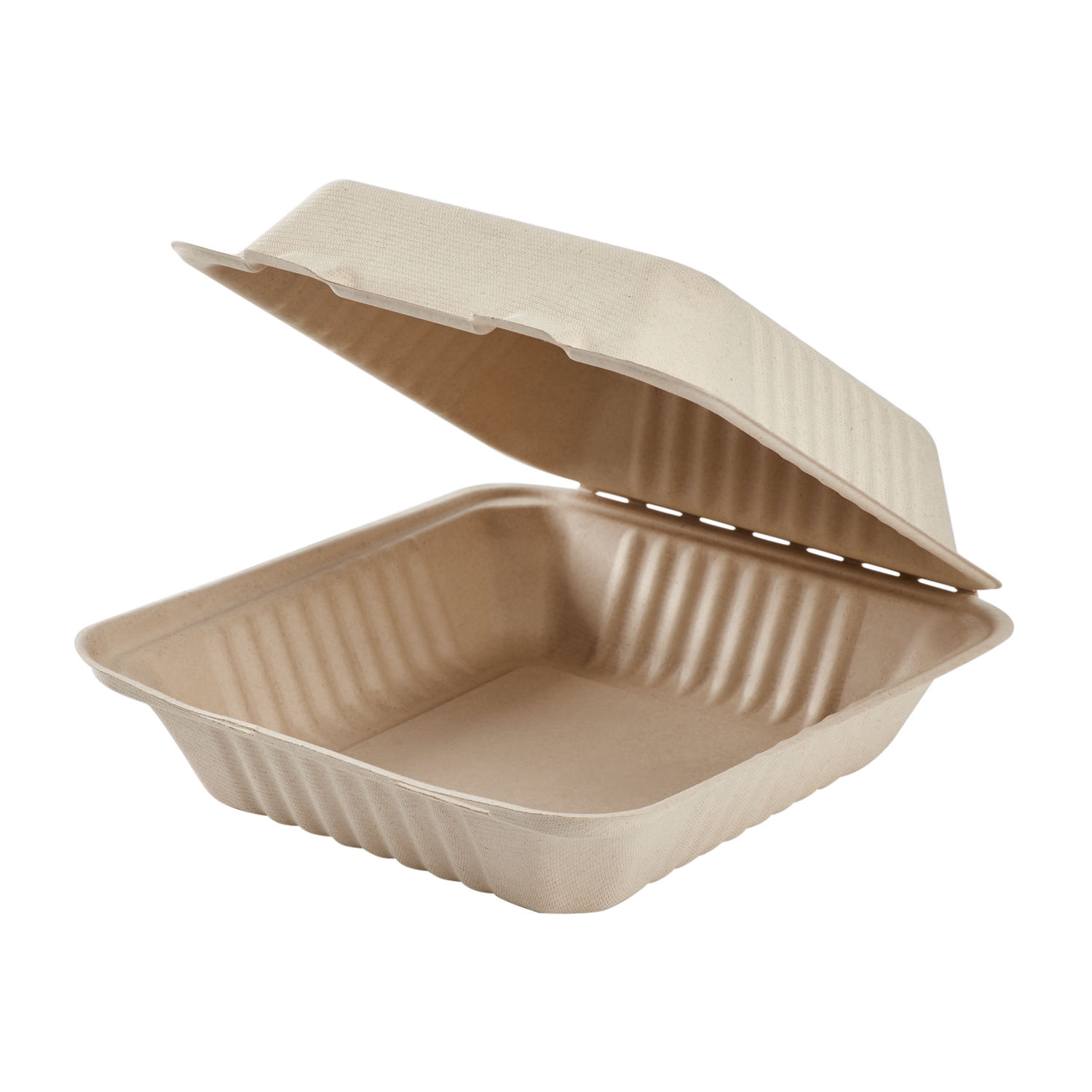 Large Biodegradable Takeout Boxes - Karat Earth 8''x8'' Compostable Bagasse Hinged Containers-To-Go Packaging-Karat-Restaurant Supply Drop