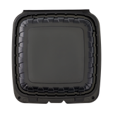 Large Black 3 Compartment Food Containers Wholesale - 8"x8" Mineral Filled Hinged Takeout Boxes - Karat Earth 200 ct-To-Go Packaging-Karat-Restaurant Supply Drop