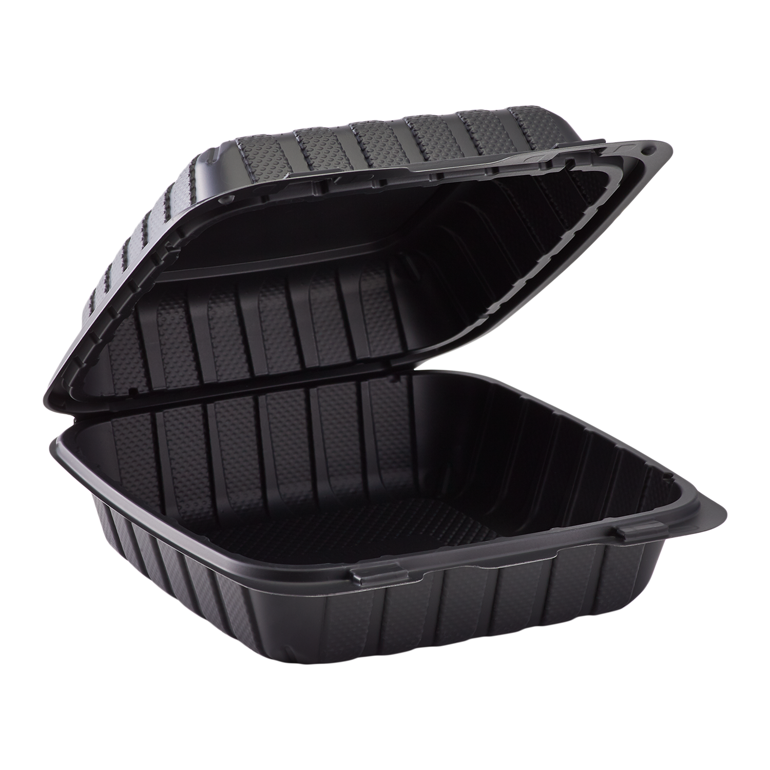 Large Black Take Out Containers - 8"x8" Mineral Filled Hinged Carry Out Boxes - Karat Earth - Black - 200 ct-To-Go Packaging-Karat-Restaurant Supply Drop