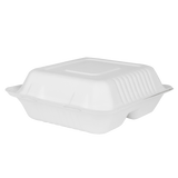Large Compostable 3 Compartment Food Containers - Karat Earth 8''x8'' Bagasse Hinged Boxes - 200 ct-To-Go Packaging-Karat-Restaurant Supply Drop