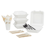Large Compostable Food Containers - Karat Earth 8''x8'' Compostable Bagasse Hinged Containers - 200 ct-To-Go Packaging-Karat-Restaurant Supply Drop