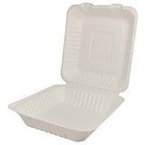 Large Compostable Food Containers - Karat Earth 8''x8'' Compostable Bagasse Hinged Containers - 200 ct-To-Go Packaging-Karat-Restaurant Supply Drop