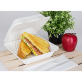 Large Compostable Food Containers - Karat Earth 8''x8'' Compostable Bagasse Hinged Containers - 200 ct-To-Go Packaging-Karat-Restaurant Supply Drop