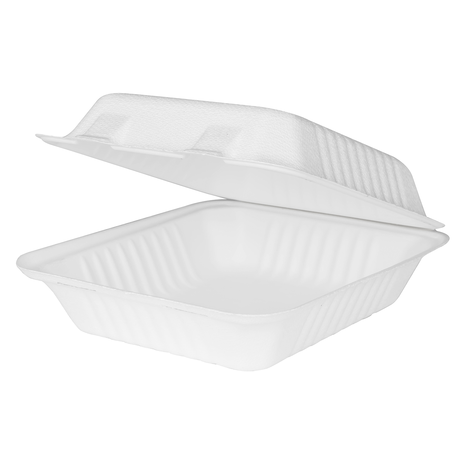 Large Compostable Food Containers - Karat Earth 8''x8'' Compostable Bagasse Hinged Containers - 200 ct-To-Go Packaging-Karat-Restaurant Supply Drop