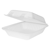 Large Compostable Food Containers - Karat Earth 8''x8'' Compostable Bagasse Hinged Containers - 200 ct-To-Go Packaging-Karat-Restaurant Supply Drop