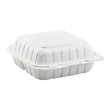 Large White 3 Compartment Food Containers - 8"x8" Mineral Filled Hinged Takeout Boxes - Karat Earth 200 ct-To-Go Packaging-Karat-Restaurant Supply Drop