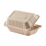 Medium Biodegradable Takeout Boxes - Karat Earth 9''x6'' Bagasse Hinged Containers - 200 ct-To-Go Packaging-Karat-Restaurant Supply Drop