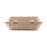 Medium Biodegradable Takeout Boxes - Karat Earth 9''x6'' Bagasse Hinged Containers - 200 ct-To-Go Packaging-Karat-Restaurant Supply Drop