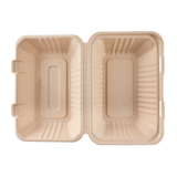 Medium Biodegradable Takeout Boxes - Karat Earth 9''x6'' Bagasse Hinged Containers - 200 ct-To-Go Packaging-Karat-Restaurant Supply Drop