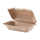 Medium Biodegradable Takeout Boxes - Karat Earth 9''x6'' Bagasse Hinged Containers - 200 ct-To-Go Packaging-Karat-Restaurant Supply Drop