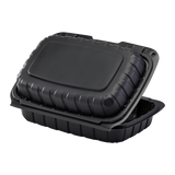 Medium Black Take Out Containers - 9"x6" Mineral Filled Hinged Carry Out Boxes - Karat Earth - Black - 250 ct-To-Go Packaging-Karat-Restaurant Supply Drop