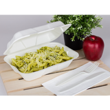 Medium Compostable Food Containers - Karat Earth 9''x6'' Bagasse Hinged Containers - 200 ct-To-Go Packaging-Karat-Restaurant Supply Drop