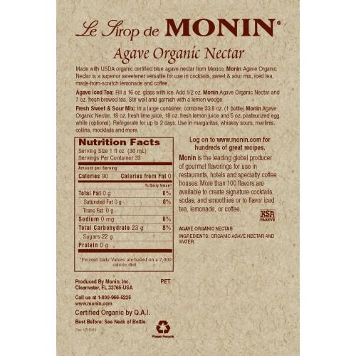 Monin Agave Nectar Organic Sweetener Syrup Bottle - 1 Liter-Syrups-monin-Restaurant Supply Drop