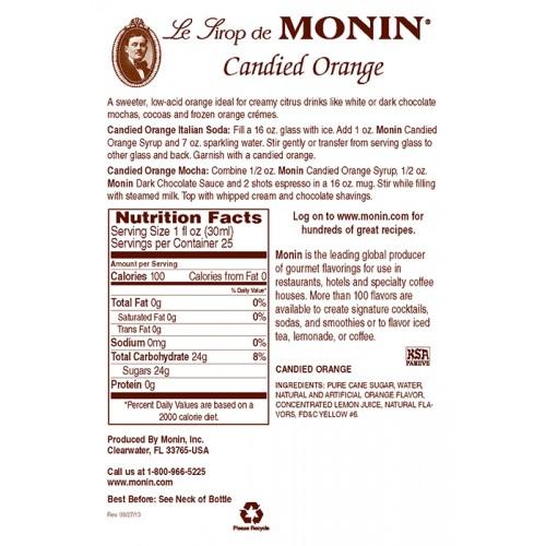 Monin Candied Orange Syrup Bottle - 750ml-Syrups-monin-Restaurant Supply Drop