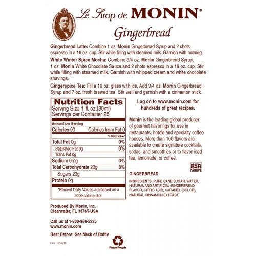 Monin Gingerbread Syrup Bottle - 750ml-Syrups-monin-Restaurant Supply Drop