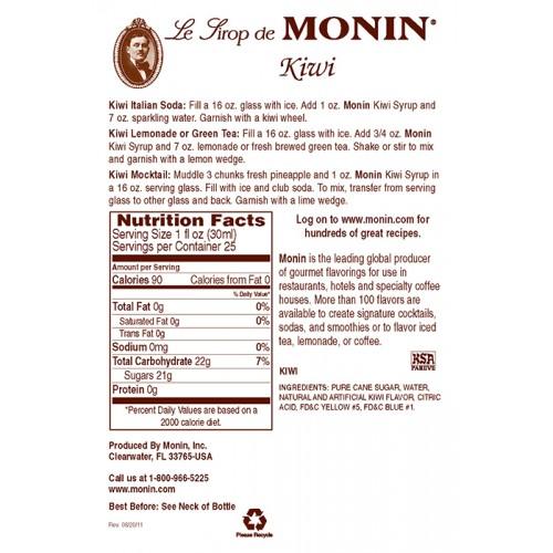 Monin Kiwi Syrup Bottle - 750ml-Syrups-monin-Restaurant Supply Drop