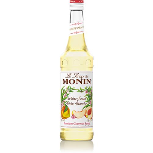 Monin White Peach Syrup Bottle - 750ml-Syrups-monin-Restaurant Supply Drop