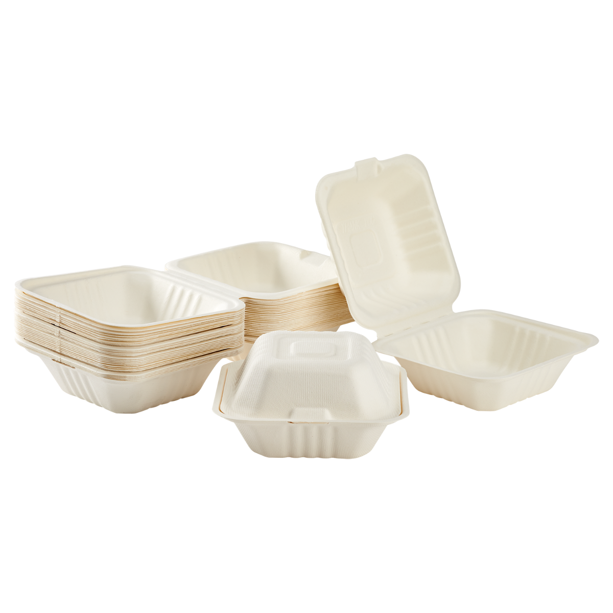 PFAS Free Compostable 6''x6'' Bagasse Food Containers - Karat Earth - 500 ct-To-Go Packaging-Karat-Restaurant Supply Drop