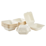PFAS Free Compostable 6''x6'' Bagasse Food Containers - Karat Earth - 500 ct-To-Go Packaging-Karat-Restaurant Supply Drop