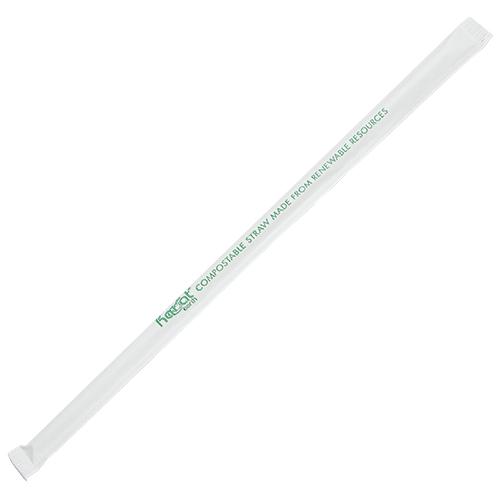 PLA Plastic Straws Earth 9.5" Jumbo PLA Straws (5mm) Wrapped in Paper - Clear - 4,800 count-Straws & Stirrers-Karat-Restaurant Supply Drop