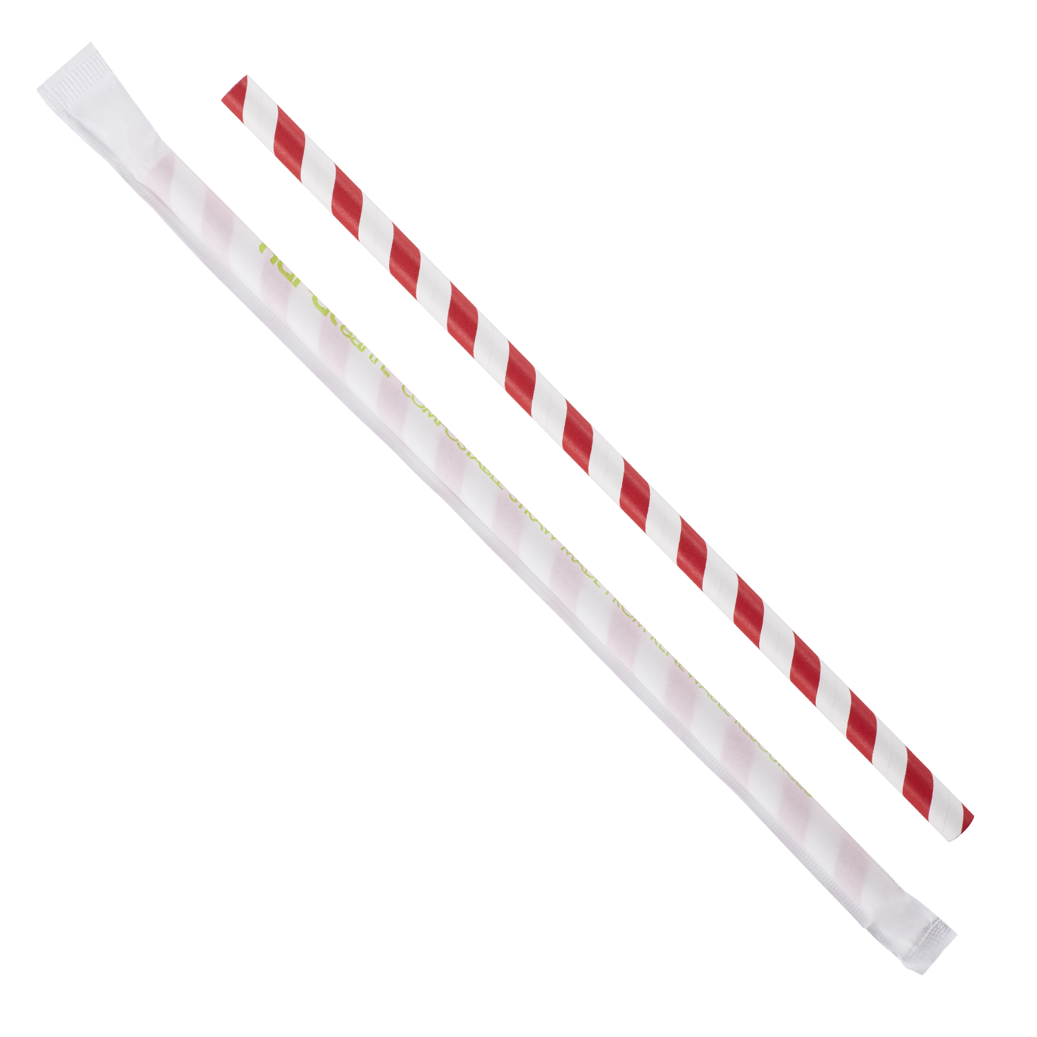 Paper Straws - Karat Earth 9" Giant Paper Spiral Straws (7mm) Wrapped - Red & White (1,200 ct)-Restaurant Supply Drop