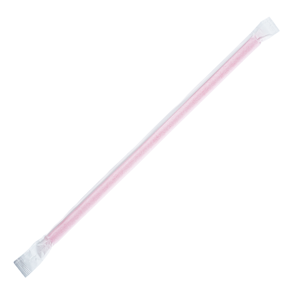 Pink Plastic Straws 9'' Giant Straws (8mm) Paper Wrapped - Pink - 2,500 count-Karat