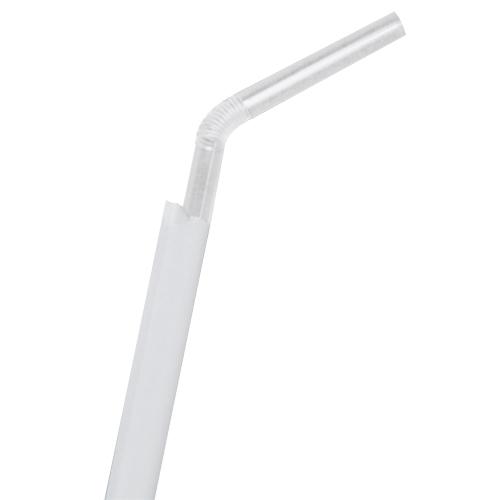 Plastic Straws 7.75'' Flexible Jumbo Straws (5mm) Wrapped in Paper - Clear - 10,000 count-Straws & Stirrers-Karat-Restaurant Supply Drop