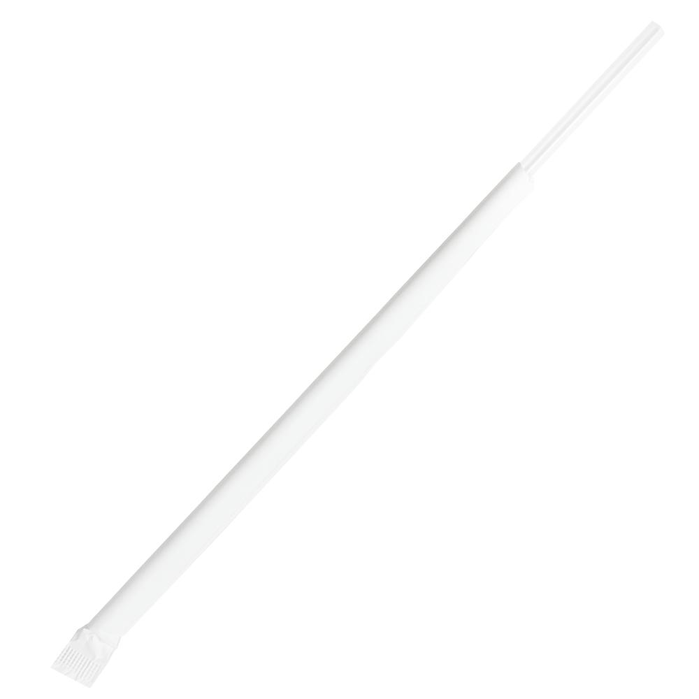 Plastic Straws 8.75" Jumbo Straws (5mm) Wrapped in Paper - Clear - 2,000 count-Straws & Stirrers-Karat-Restaurant Supply Drop