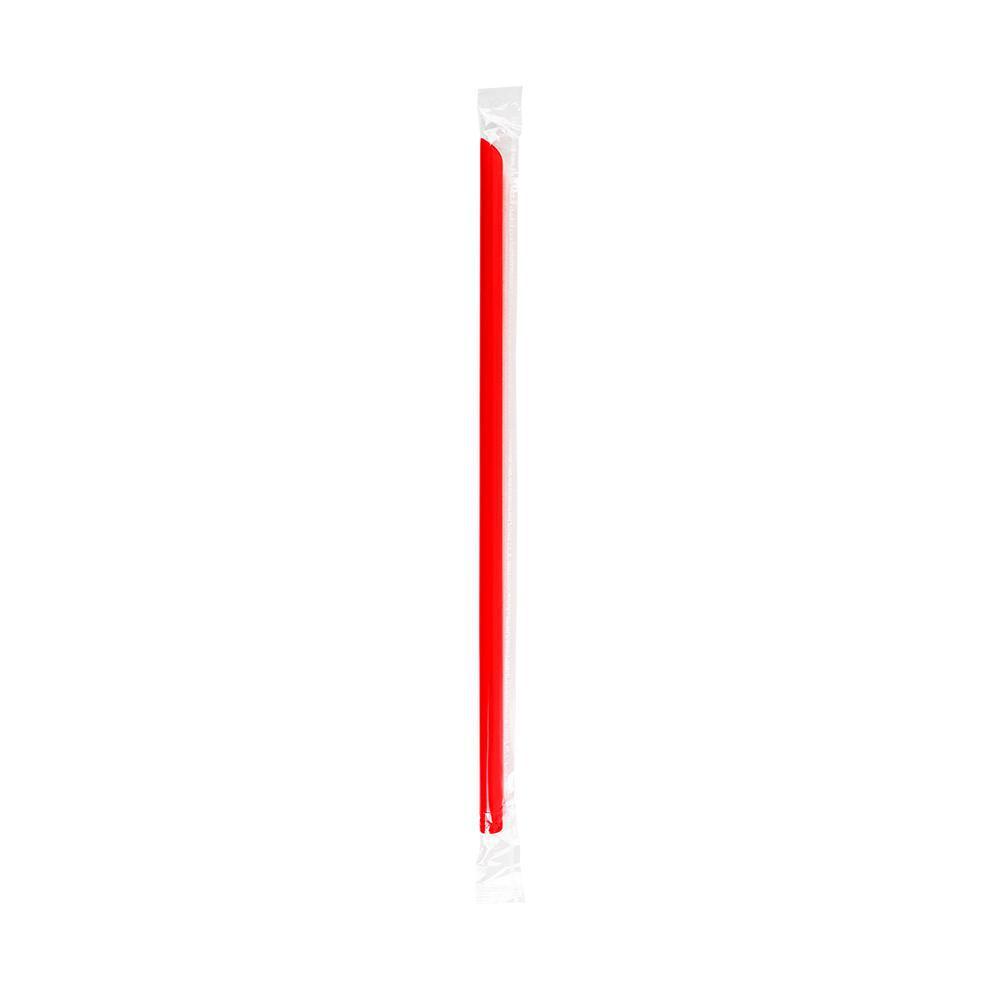 Plastic Straws 9" Giant Straws (8mm) Poly Wrapped Diagonally Cut - Red - 2,500 count-Straws & Stirrers-Karat-Restaurant Supply Drop