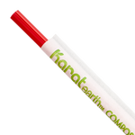 Red PLA Straws Earth 9.5" Jumbo PLA Straws (5mm) Wrapped in Paper - Red - 4,800 count-Karat