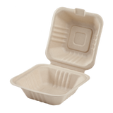 Small Biodegradable Takeout Boxes - Karat Earth 6''x6'' Compostable Bagasse Hinged Containers - 500 ct-To-Go Packaging-Karat-Restaurant Supply Drop