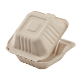 Small Biodegradable Takeout Boxes - Karat Earth 6''x6'' Compostable Bagasse Hinged Containers - 500 ct-To-Go Packaging-Karat-Restaurant Supply Drop