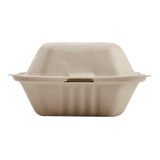Small Biodegradable Takeout Boxes - Karat Earth 6''x6'' Compostable Bagasse Hinged Containers - 500 ct-To-Go Packaging-Karat-Restaurant Supply Drop