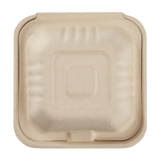 Small Biodegradable Takeout Boxes - Karat Earth 6''x6'' Compostable Bagasse Hinged Containers - 500 ct-To-Go Packaging-Karat-Restaurant Supply Drop