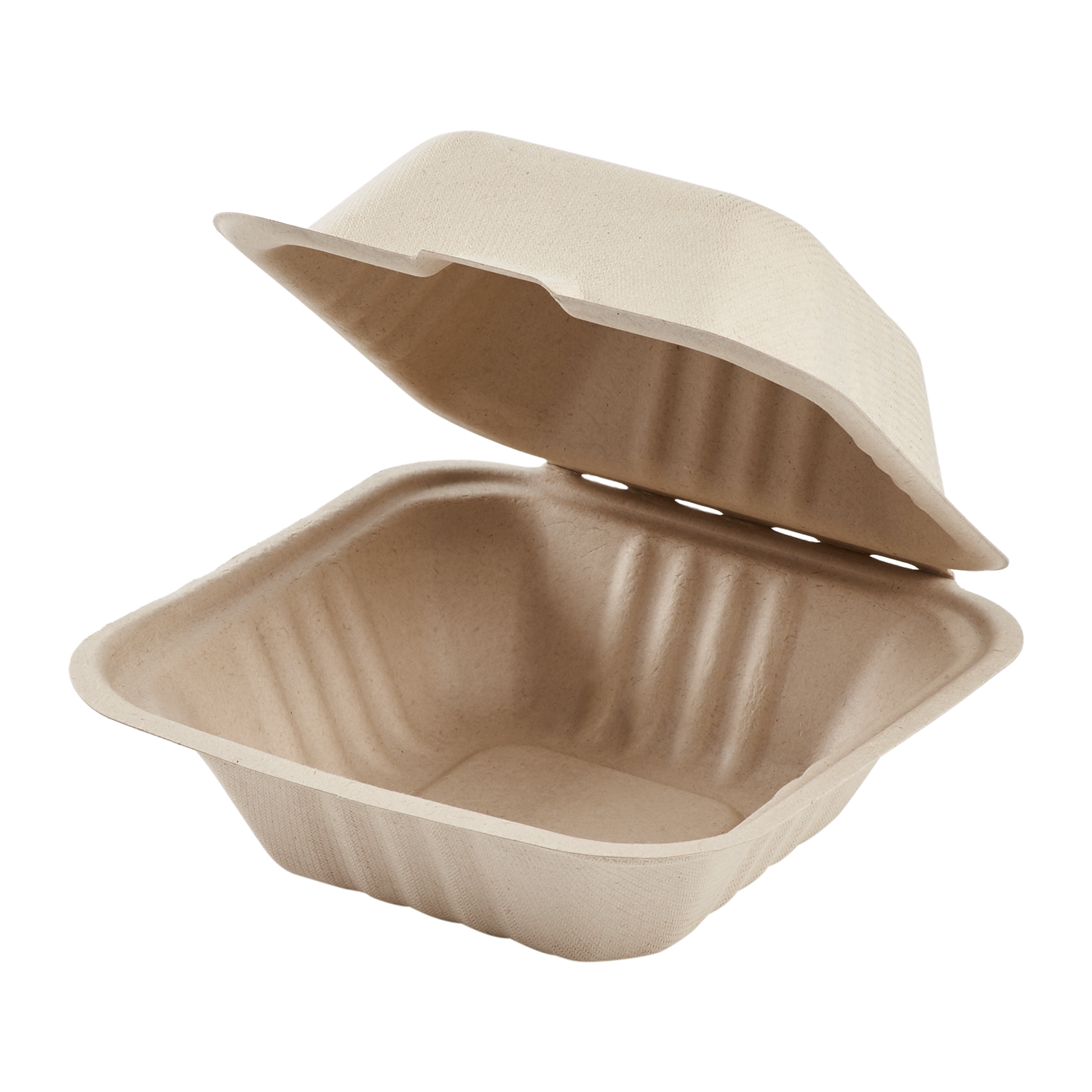 Small Biodegradable Takeout Boxes - Karat Earth 6''x6'' Compostable Bagasse Hinged Containers - 500 ct-To-Go Packaging-Karat-Restaurant Supply Drop