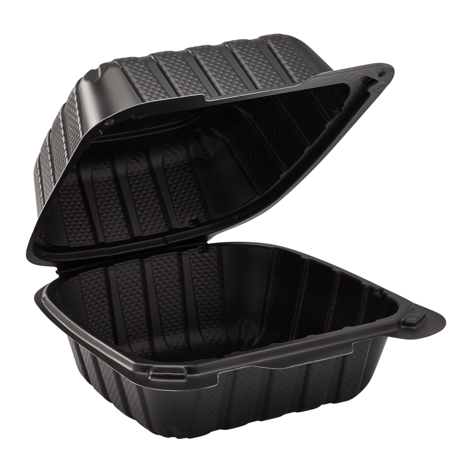 Small Black Take Out Containers - 6"x6" Mineral Filled Hinged Carry Out Boxes - Karat Earth - Black - 400 ct-To-Go Packaging-Karat-Restaurant Supply Drop