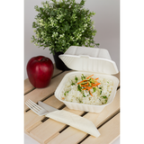 Small Compostable Food Containers - Karat Earth 6''x6'' Compostable Bagasse Hinged Containers - 500 ct-To-Go Packaging-Karat-Restaurant Supply Drop