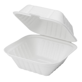 Small Compostable Food Containers - Karat Earth 6''x6'' Compostable Bagasse Hinged Containers - 500 ct-To-Go Packaging-Karat-Restaurant Supply Drop