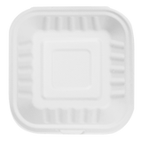 Small Compostable Food Containers - Karat Earth 6''x6'' Compostable Bagasse Hinged Containers - 500 ct-To-Go Packaging-Karat-Restaurant Supply Drop