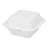 Small Compostable Food Containers - Karat Earth 6''x6'' Compostable Bagasse Hinged Containers - 500 ct-To-Go Packaging-Karat-Restaurant Supply Drop