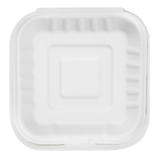 Small Compostable Food Containers - Karat Earth 6''x6'' Compostable Bagasse Hinged Containers - 500 ct-To-Go Packaging-Karat-Restaurant Supply Drop