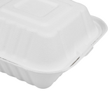 Small Compostable Food Containers - Karat Earth 6''x6'' Compostable Bagasse Hinged Containers - 500 ct-To-Go Packaging-Karat-Restaurant Supply Drop