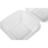 Small Compostable Food Containers - Karat Earth 6''x6'' Compostable Bagasse Hinged Containers - 500 ct-To-Go Packaging-Karat-Restaurant Supply Drop